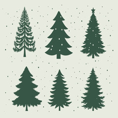 Obraz premium six different types of Christmas trees. All the trees are green in color and have a simple, minimalist design