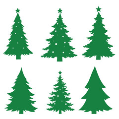 Obraz premium six different types of Christmas trees. All the trees are green in color and have a simple, minimalist design