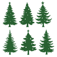Fototapeta premium six different types of Christmas trees. All the trees are green in color and have a simple, minimalist design