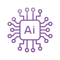 Obraz premium Artificial Intelligence Chip Icon Outline, Outline illustration of a microchip with AI text, representing artificial intelligence and technology concepts. 