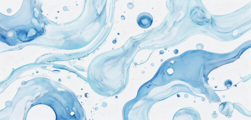 Abstract watercolor waves in blue and white with fluid movement