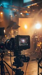 Fototapeta premium Professional Newsroom Setup for Live Interviews