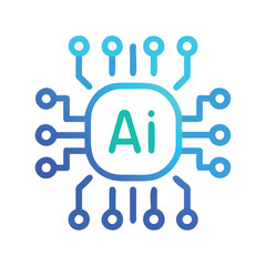 Artificial Intelligence Chip Icon Outline, Outline illustration of a microchip with AI text, representing artificial intelligence and technology concepts.
