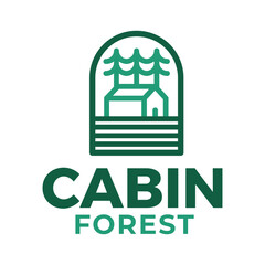 Obraz premium cabin forest flat minimalist logo design