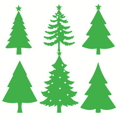 Obraz premium six different types of Christmas trees. All the trees are green in color and have a simple, minimalist design