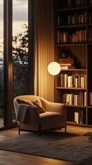 Cozy Apartment with Reading Nook in Warm Lighting