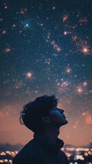 Starry Sky with Bright Constellations and Twinkling Stars