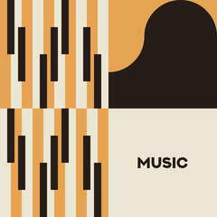 Piano. Musical poster for your design. Music elements design for card, invitation, flyer. Music background vector illustration. Music piano keyboard.