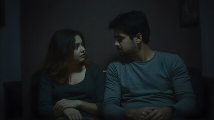 Obraz premium Couple Sharing a Quiet Conversation