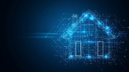 A digital representation of a house, symbolizing technology and connectivity.