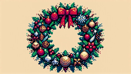 Christmas themed 8bit pixel art illustration