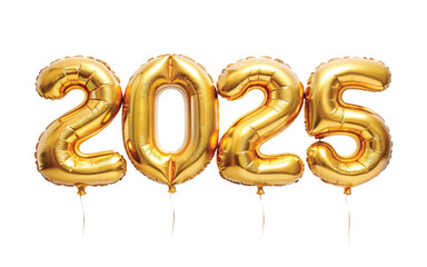 Different colourful helium balloons. Happy new year 2025 png design 