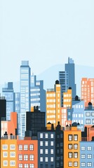 Fototapeta premium Minimalist Cityscape Illustration in Soft Colors