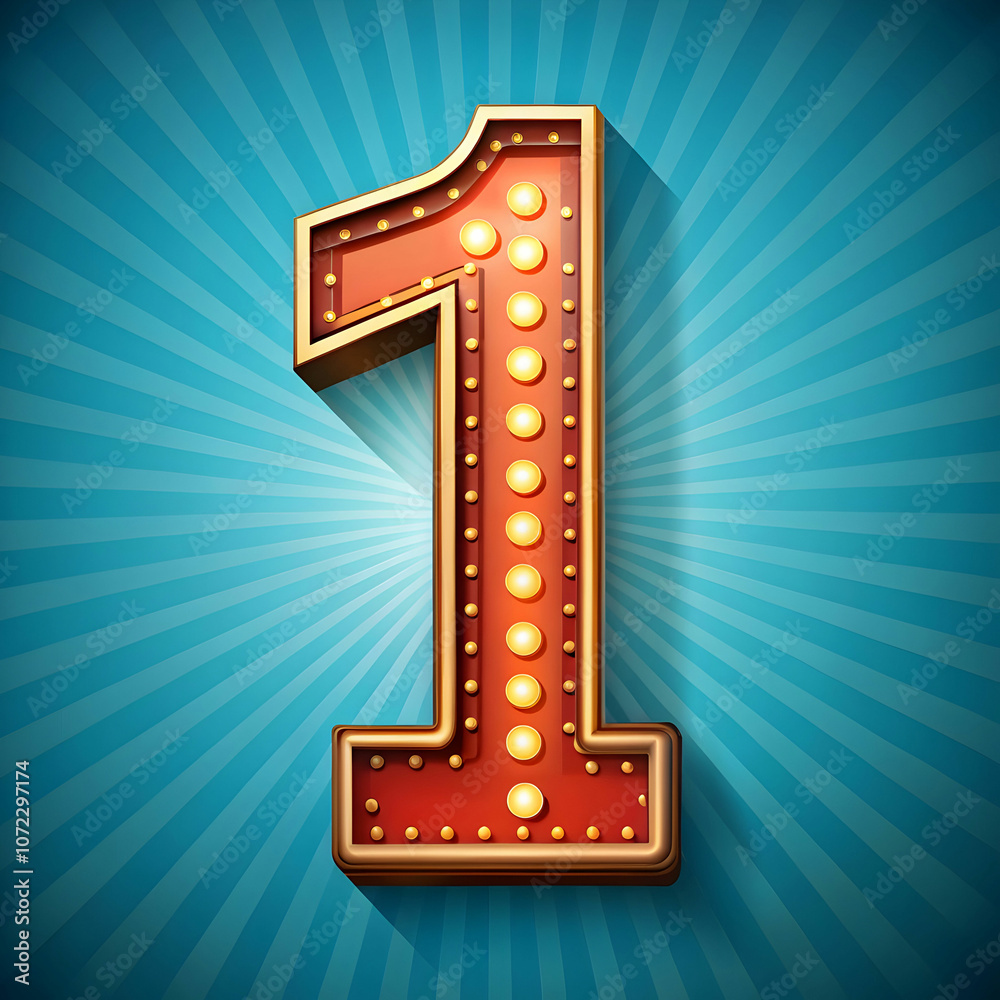 Fototapete A retro-style vector illustration of a signboard displaying the number 