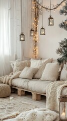 Cozy Rustic Living Room with Decor and Warm Lighting