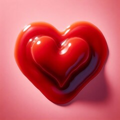 Fototapeta premium Liquid Heart in Ketchup Form