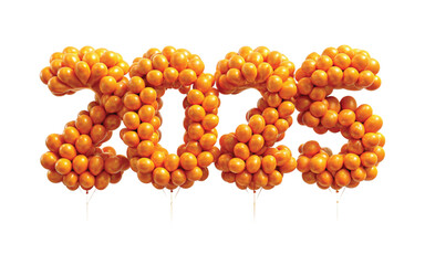 Different colourful helium balloons. Happy new year 2025 png design 