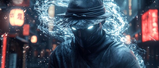 Weathered figure in the midst of a raging winter snowstorm