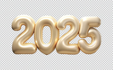 Different colourful helium balloons. Happy new year 2025 png design 