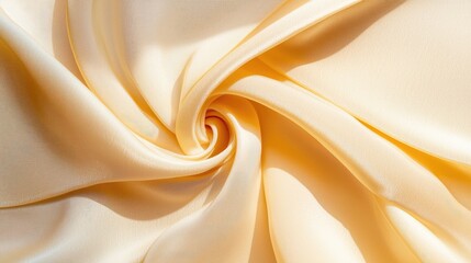 Cream Silk Fabric with Elegant Waves and Soft Folds Background