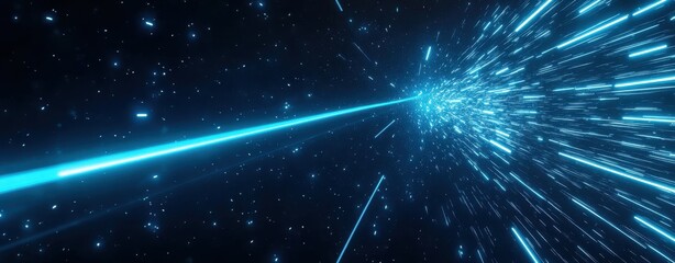 Fototapeta premium Abstract Blue Glowing Light Stripes on Black Background