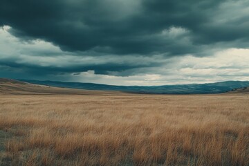 Obraz premium Dramatic Stormy Sky Over Expansive Field