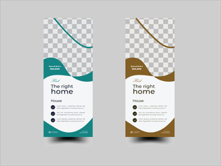 Adobe and ShutterReal Estate roll-up banner or cover design template. Modern luxury property home or house sale. Modern colorful real estate home sell industrial display exhibition roll u stock mockup