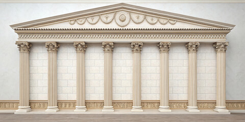 Obraz premium Symmetrical View of Classical Architectural Wall Backdrop Design