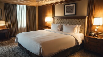 Elegant Bedroom with King Sized Upholstered Bed