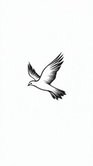 Fototapeta premium Minimalistic Outline of a Flying Bird in the Sky