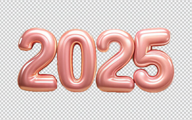 Different colourful helium balloons. Happy new year 2025 png design 