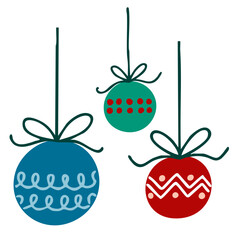 Christmas decorations balls vector flat illustration.