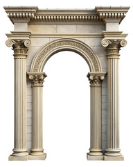 Fototapeta premium classic arch isolated on white, classical column arches isolated on transparent 