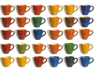 Colorful assortment of ceramic coffee mugs