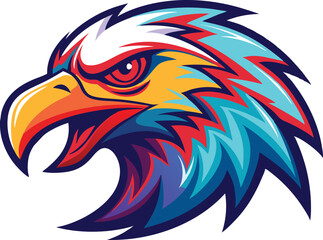 an colorful eagle head mascot logo vector illustration