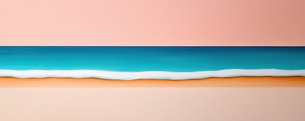 Obraz premium Tranquil Seascape with Gentle Waves and Soft Peach Sky at Twilight, Perfect for Relaxation and Calmness in Beach-Themed Designs and Projects