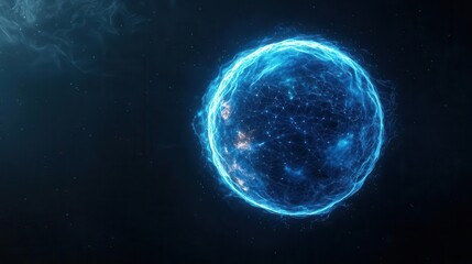 Obraz premium Earth sphere in blue, glowing global network connections, 3D illustration