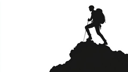 Obraz premium Minimalist Climber on Mountain Peak in Vector Art Style