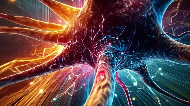 Scientific animation of synapses between neurons