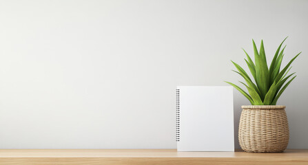 Recycle and renewal paper concept. Home office desk with a recycled paper planner, illustrating a daily commitment to ecofriendly choices.