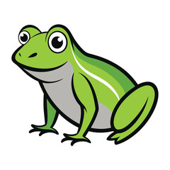 Fototapeta premium Green frog clip art illustration on white background