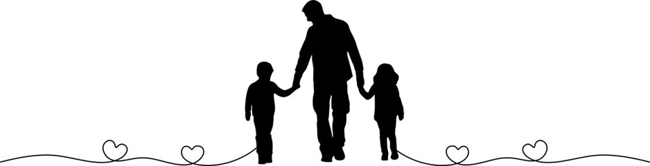 father and son, father and daughter silhouette vector