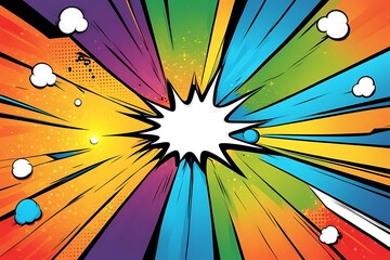 Comic magazine dialogue layout. Comic book grid with popping speech balloons frames, pop art vector template. Funny communication boxes, dialog frames on colorful background, cartoon style