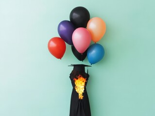Graduation celebration with colorful balloons