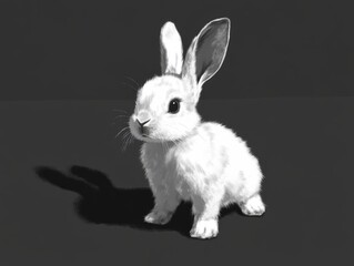 Obraz premium Closeup of a cute white rabbit with large ears