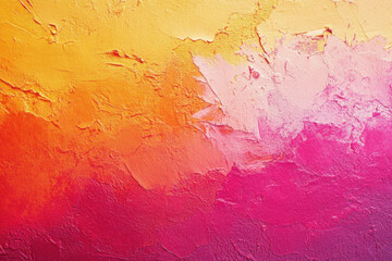 Obraz premium Vibrant abstract wall texture in warm hues of orange, pink, and yellow, creating lively atmosphere