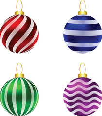 A Collection of Christmas Balls Which Has Four Different Patterns
