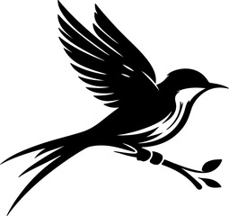 bird a silhouette vector style with white background 