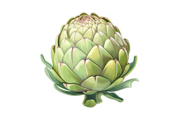 Fototapeta premium Drawing of an artichoke is a vibrant illustration isolated on a white background, highlighting its unique shape and texture