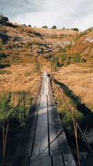 Wood bridge on countryside